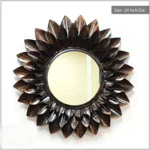 Handicrafts Decorative Mirror Round Grey Color
