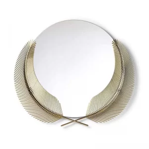 Handicrafts Decorative Mirror Round Feather Design