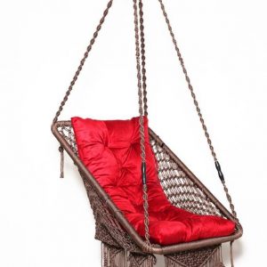 Macrame Swing/ Swing for Adults/ Premium C Shape Swing with Macrame Floral Design/ Jhula Polyester Large Swing  (Red, White, DIY(Do-It-Yourself))