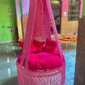 Macrame Swing/ Swing for Adults/ Premium Swing with Macrame Floral Design/ Jhula Polyester Large Swing  (Pink DIY(Do-It-Yourself))